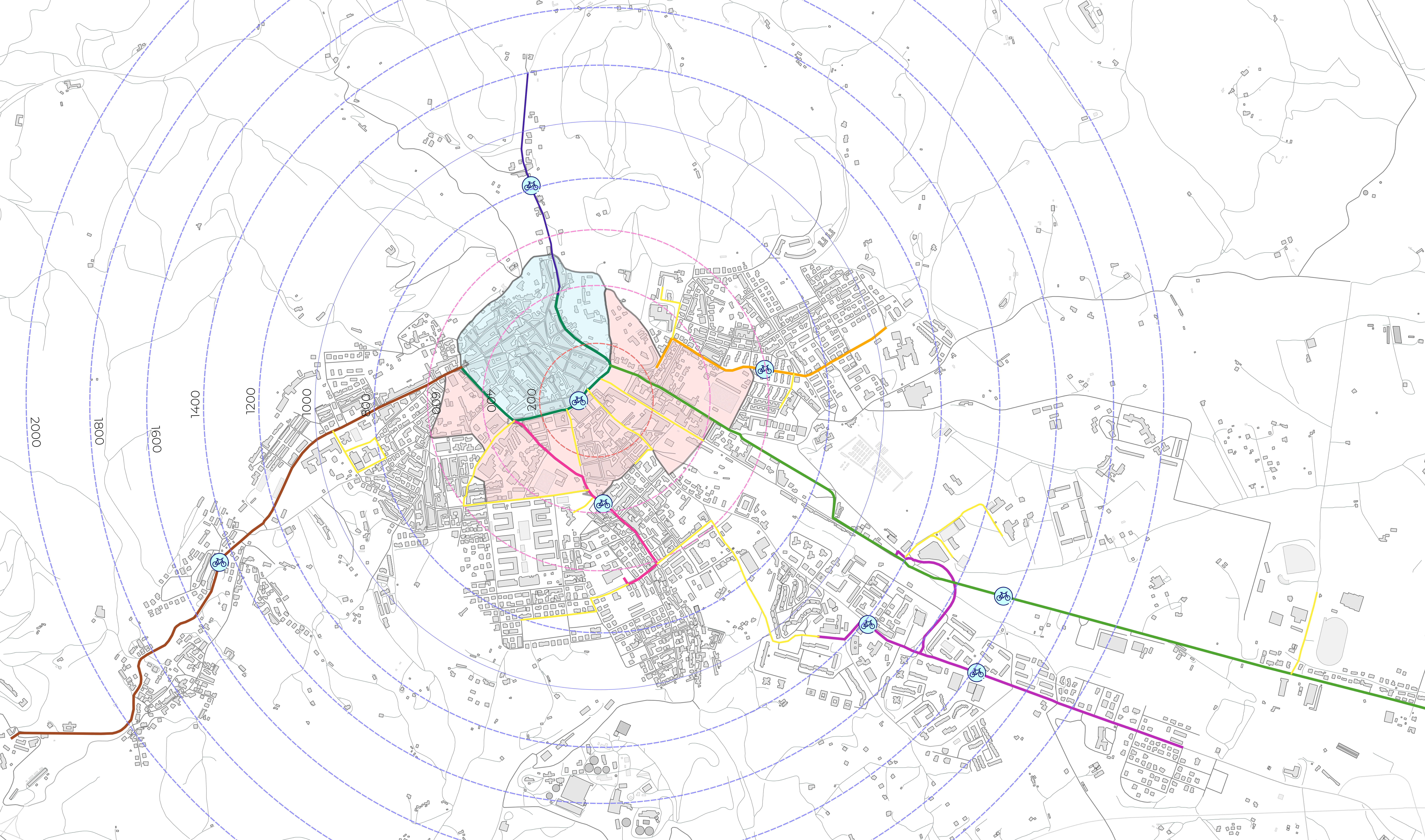 Tavola grafica di una ricerca realizzata dall'Ingegnere Valeria Siddi relativo alla mobilità ciclabile nella città di Iglesias